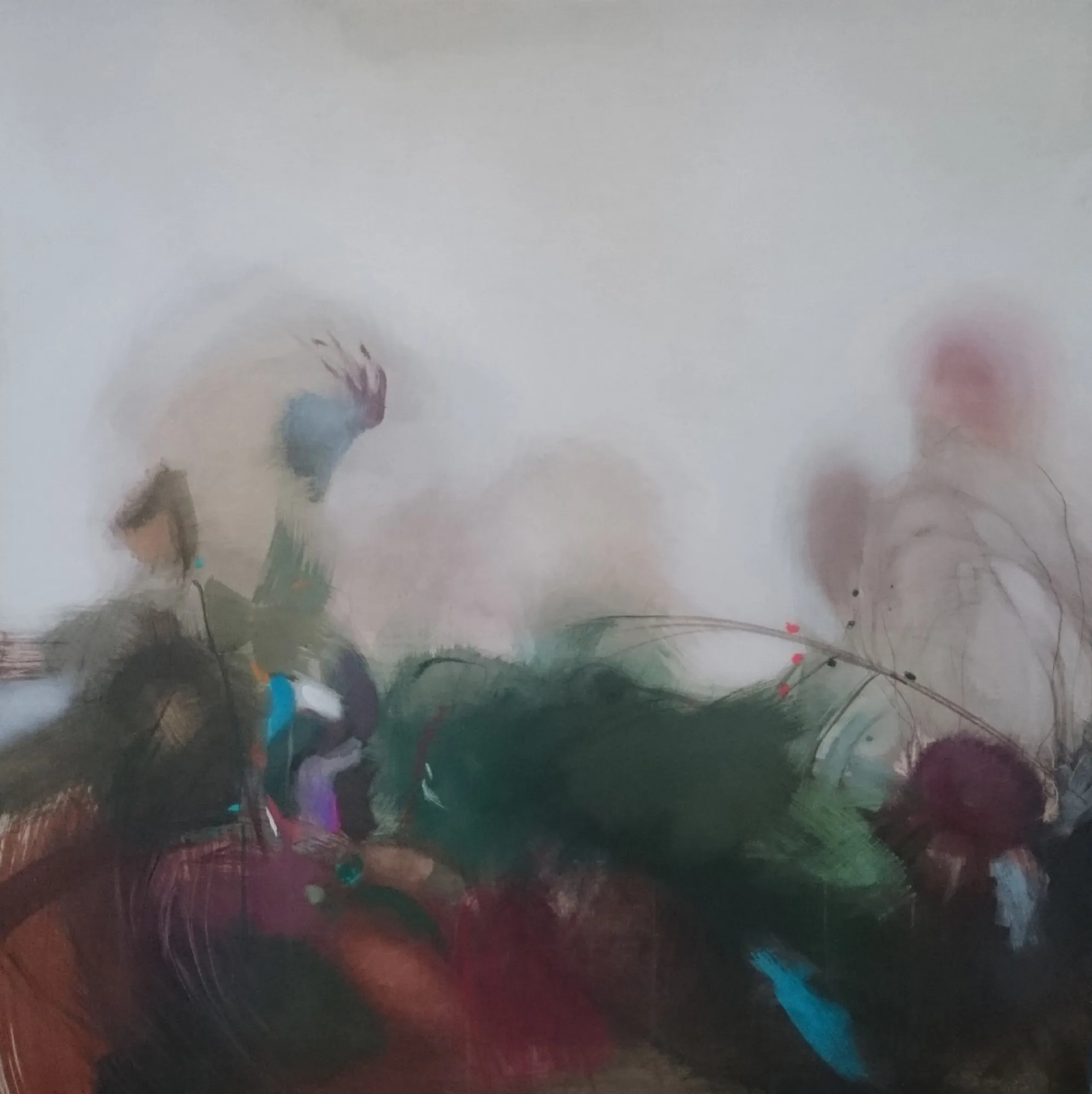 Duży format nr 9, 2016, Akryl i olej na płótnie, 140 × 140 cm